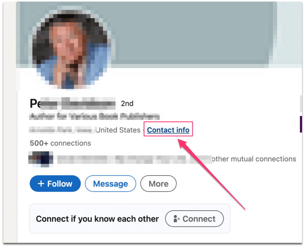 Contact info on LinkedIn