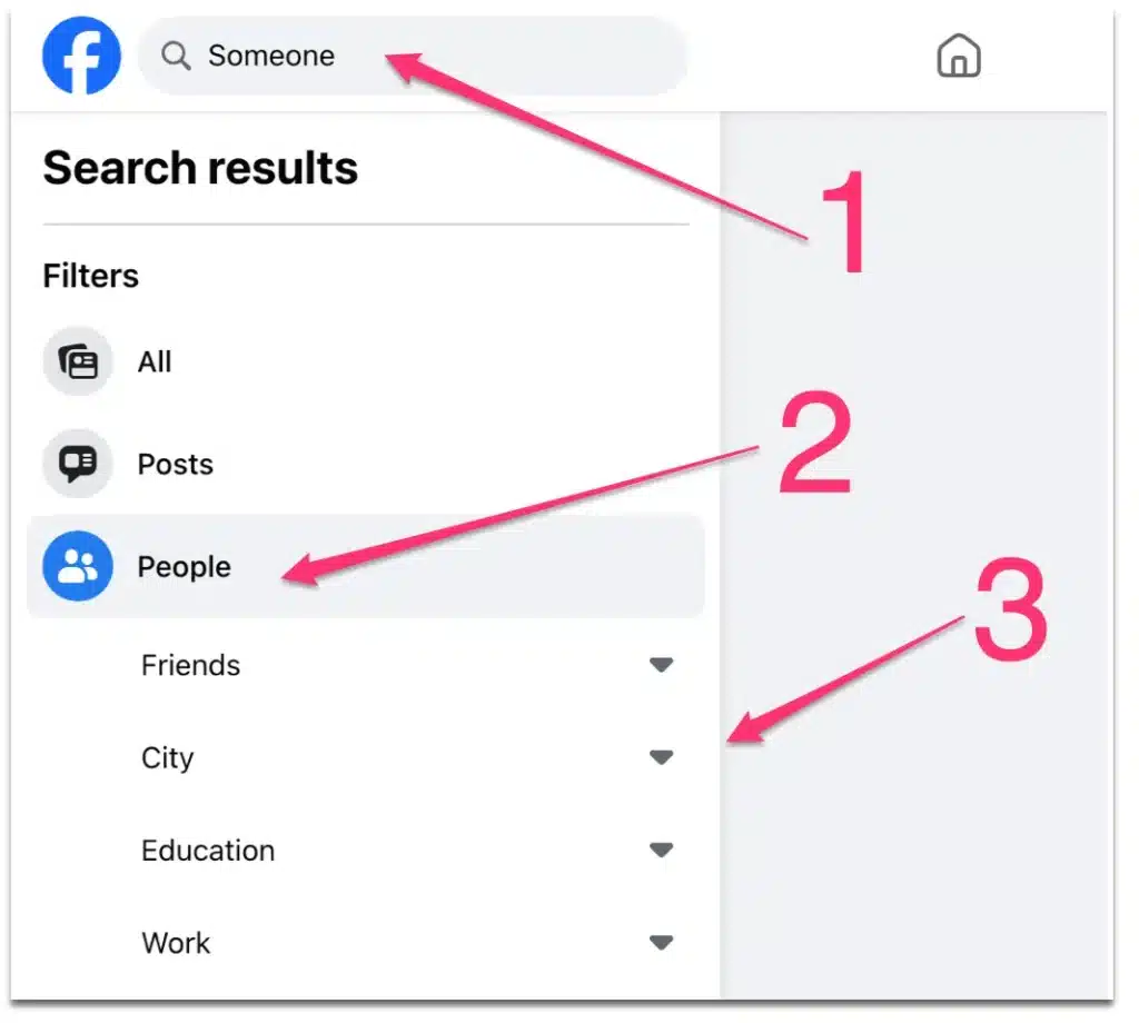 Facebook search for their number