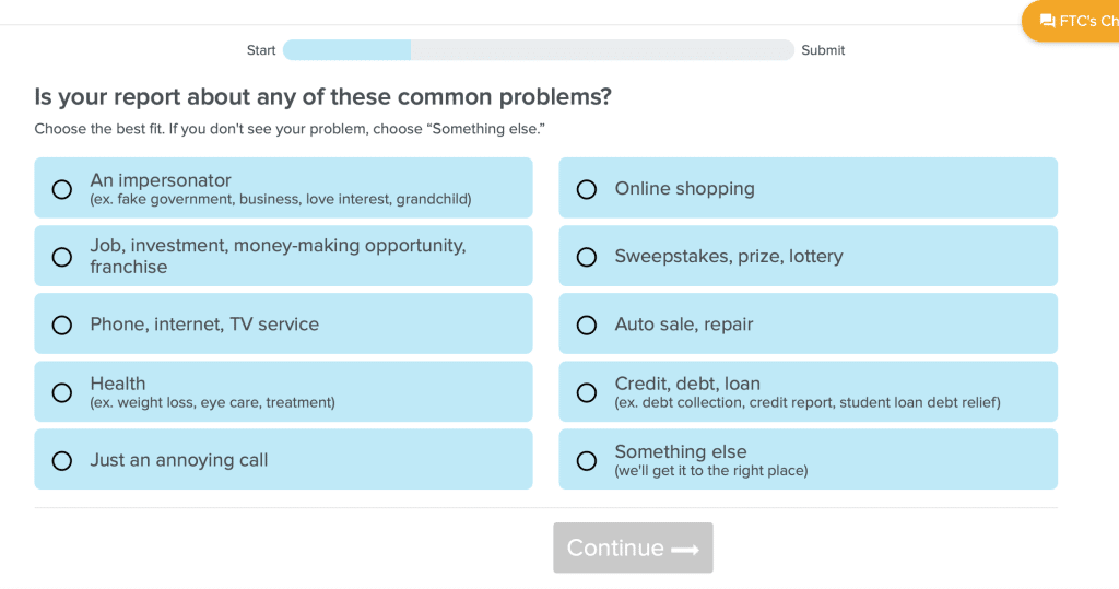 Selecting the fraud type